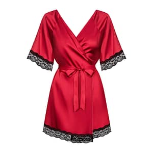 Obsessive Sensuelia Kimono i Rød med Sorte Blonder